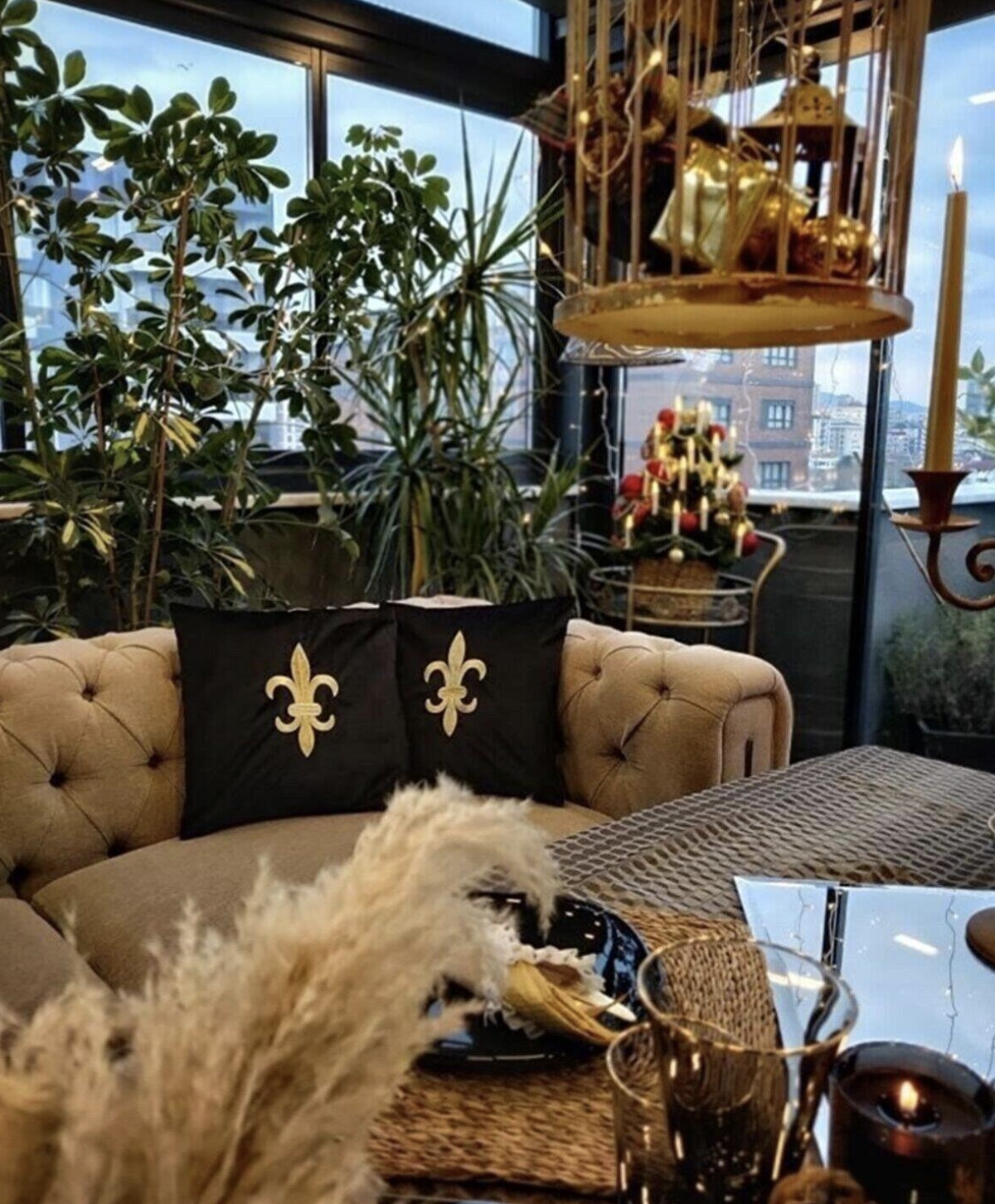 Refcrea Nakışlı Kırlent Kılıfı Fleur De Lis Modeli   