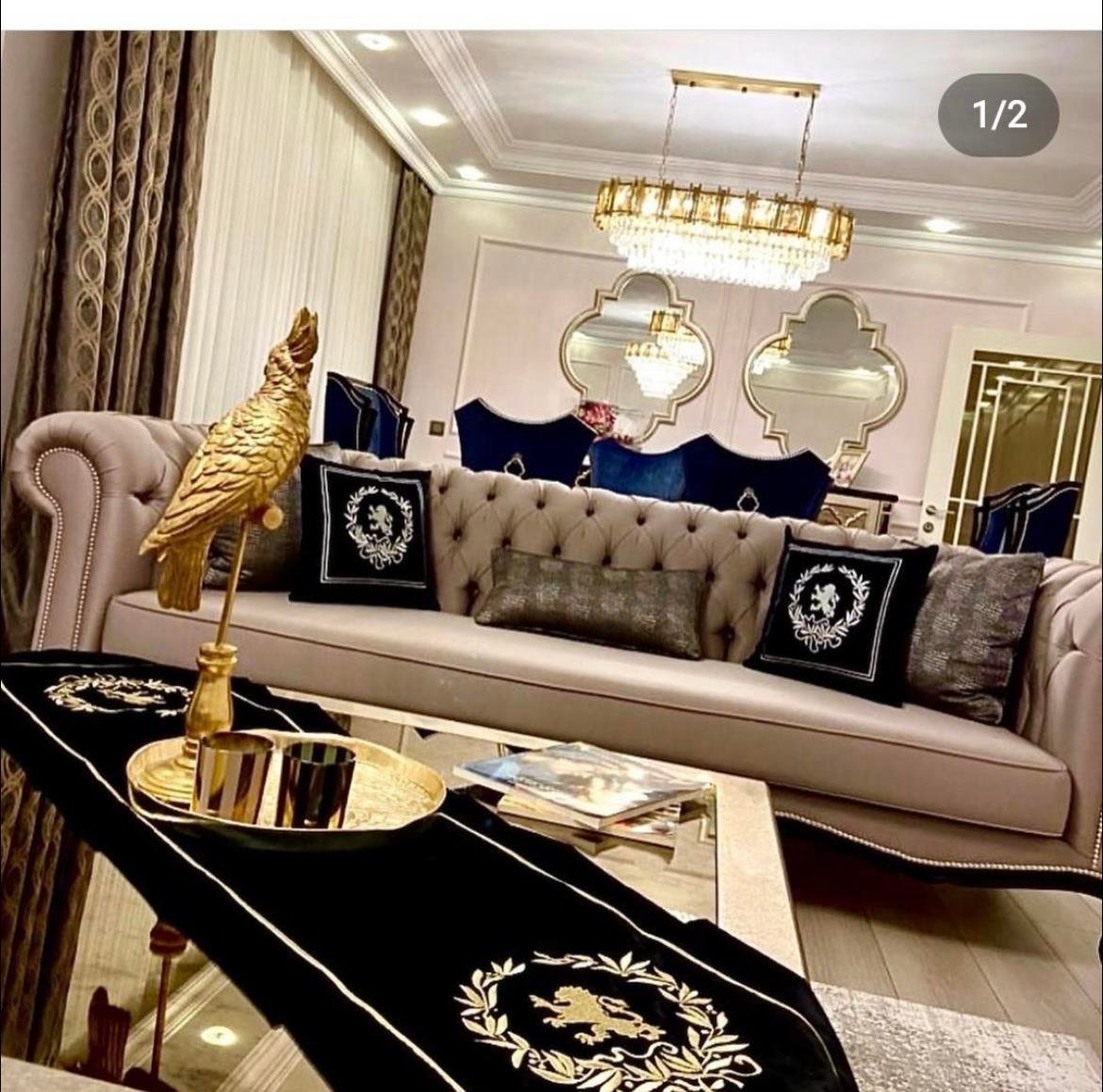 Refcrea Nakışlı Runner Kraliyet Aslanı Modeli Siyah-gold