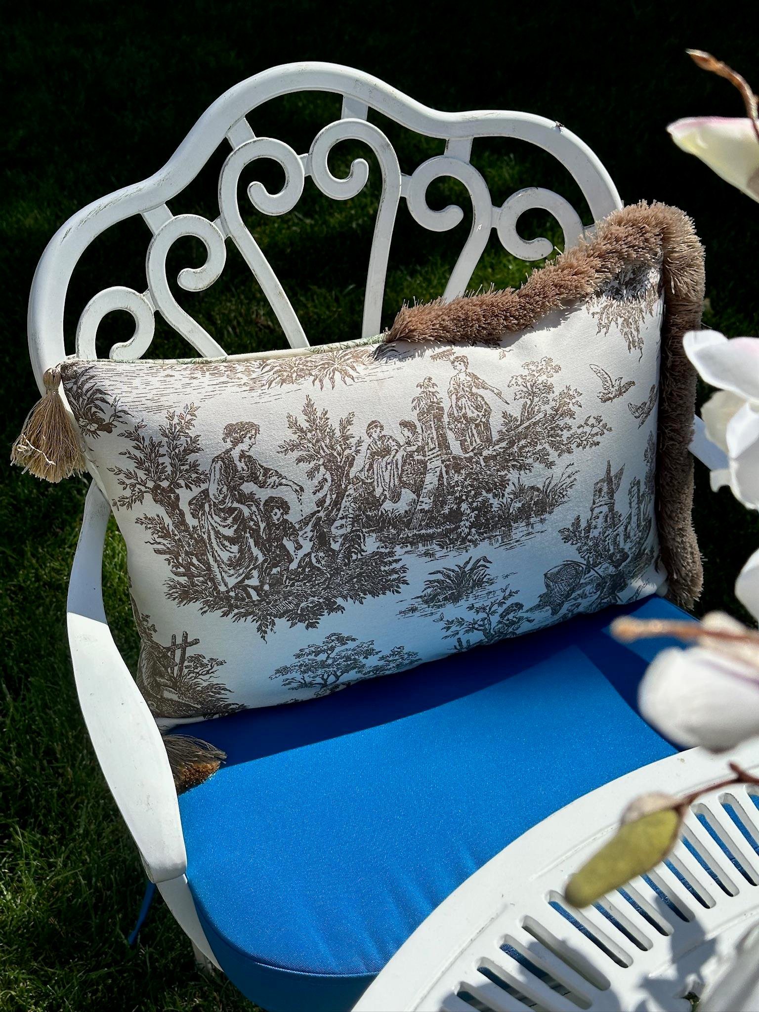 Toile De Jouy  Kırlent Kılıfı Kahve - Yeşil