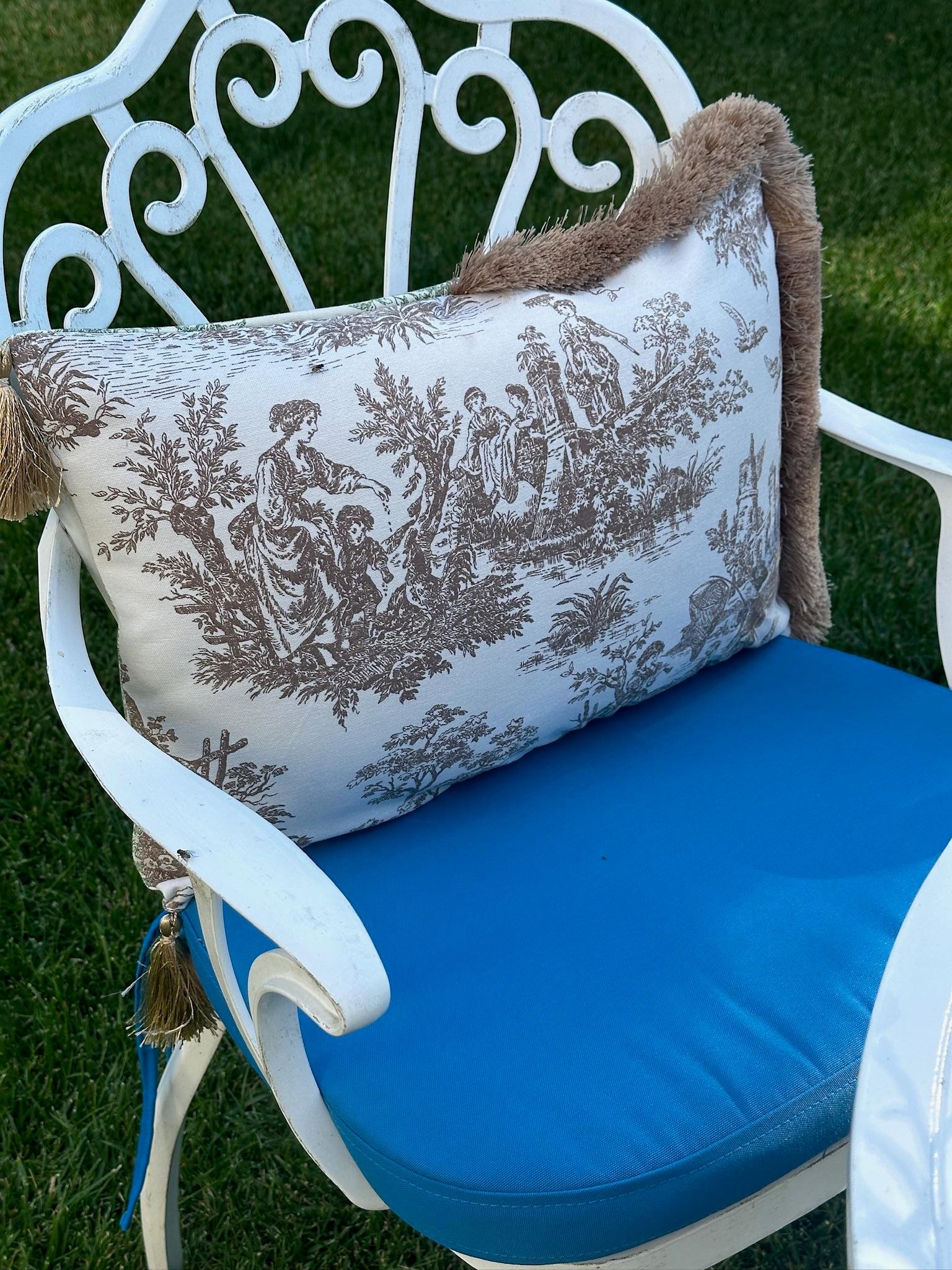 Toile De Jouy  Kırlent Kılıfı Kahve - Yeşil
