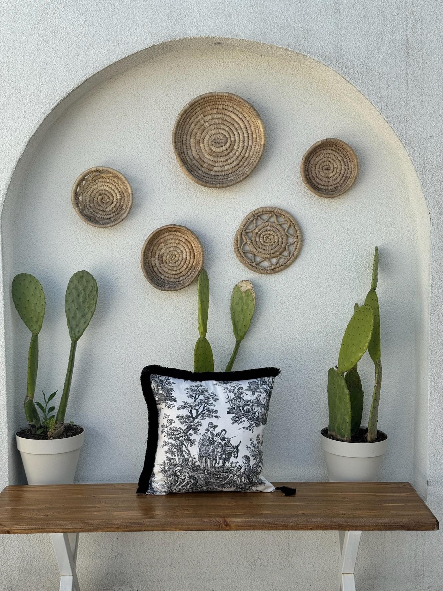 Toile De Jouy Kırlent Kılıfı Siyah 