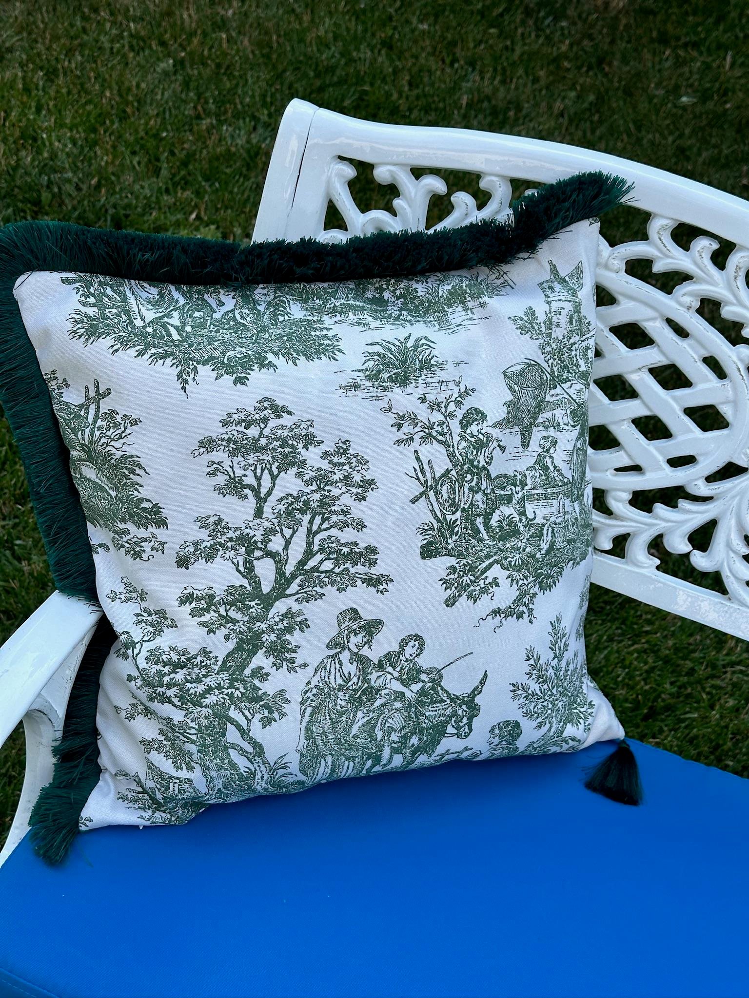 Toile De Jouy Kırlent Kılıfı Yeşil 