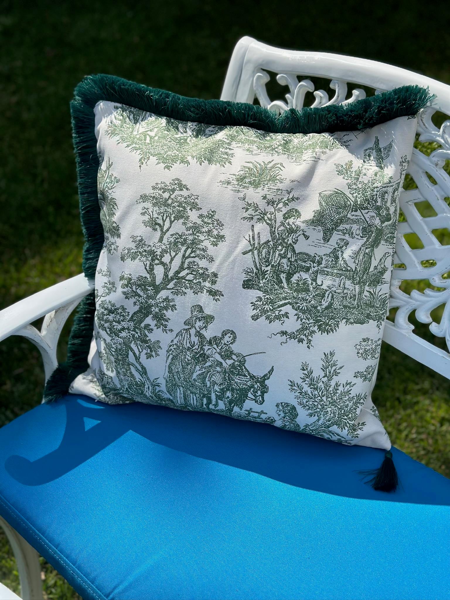 Toile De Jouy Kırlent Kılıfı Yeşil 