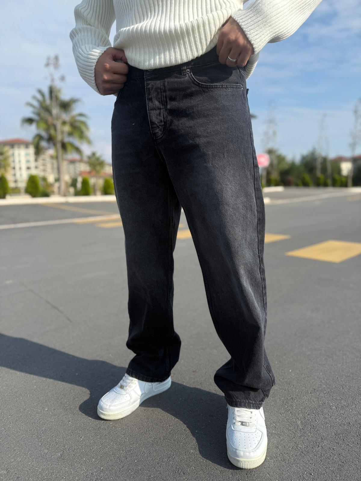 Antrasit Yıkamalı Baggy Kot Pantolon