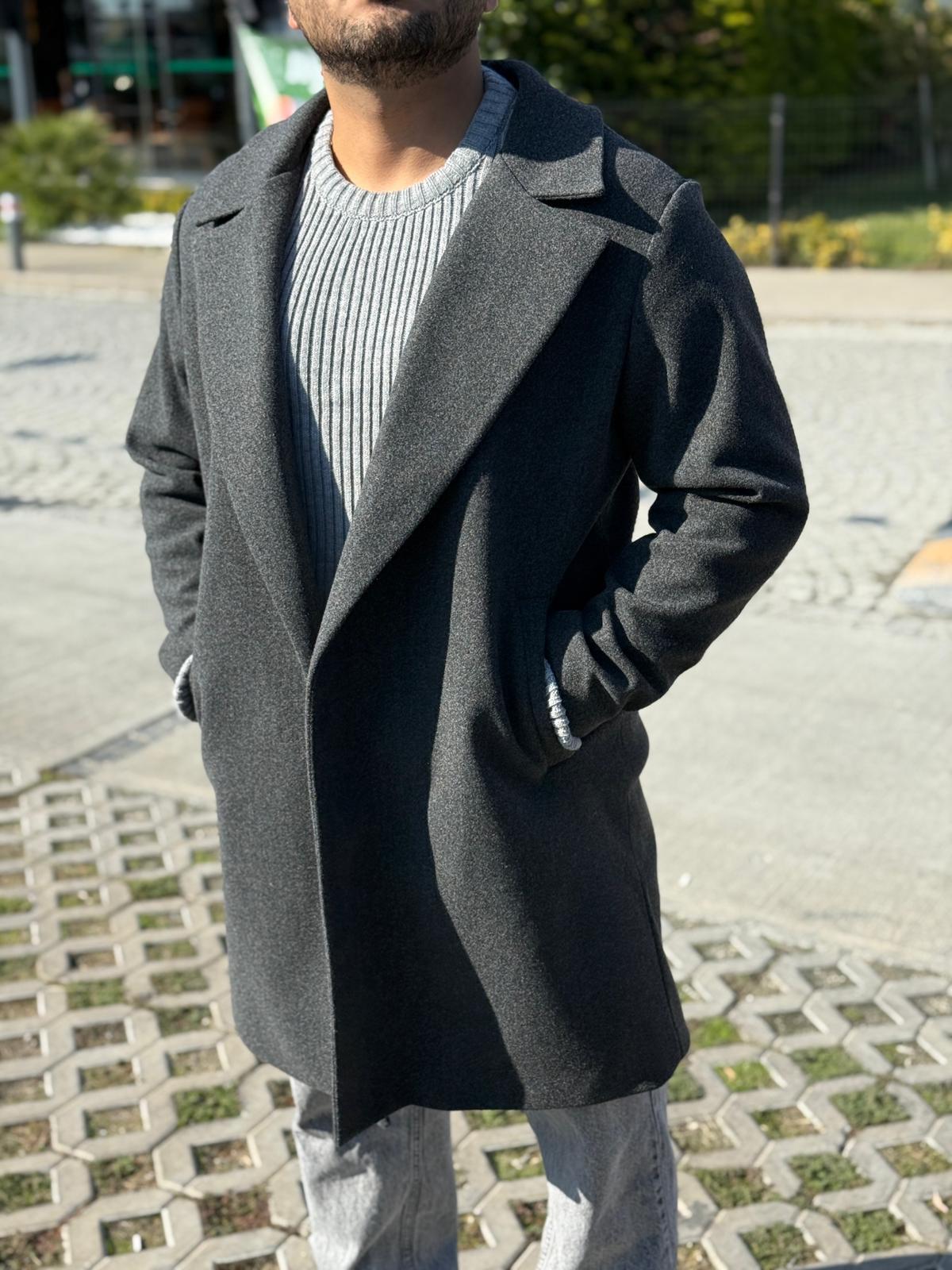 Oversize Kaşe Kaban Anrasit