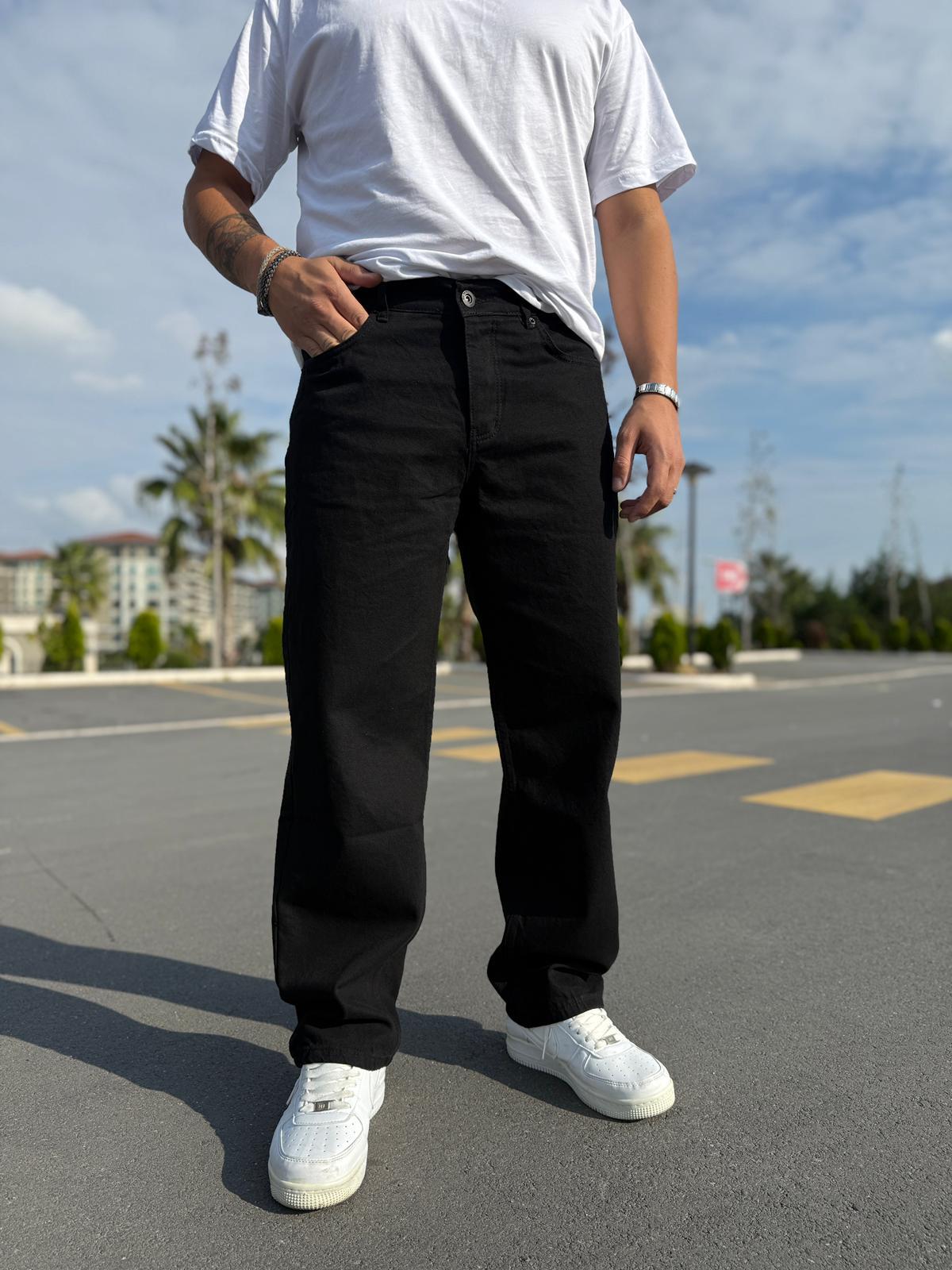 Siyah Baggy Kot Pantolon