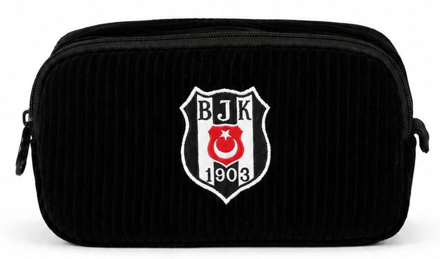 Beşiktaş İki Gözlü Erkek Çocuk Beşiktaş Logo Baskılı Siyah Okul Kalem Çantası/Kalemlik - 26321