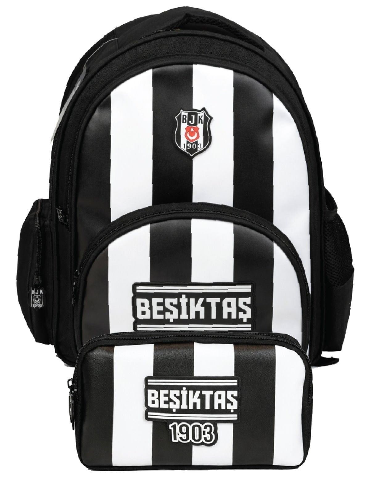 Beşiktaş İkili Okul Çantası ve Kalemlik Seti Siyah - Beyaz (Beşiktaş 1903 Baskılı) Erkek Çocuk - SETBJK26357C