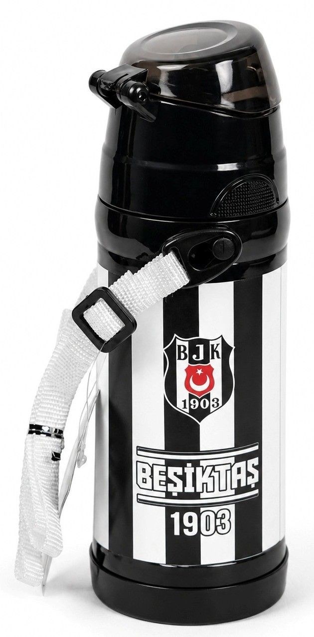 Beşiktaş Siyah Beyaz Çubuklu 425 ml Çelik Matara