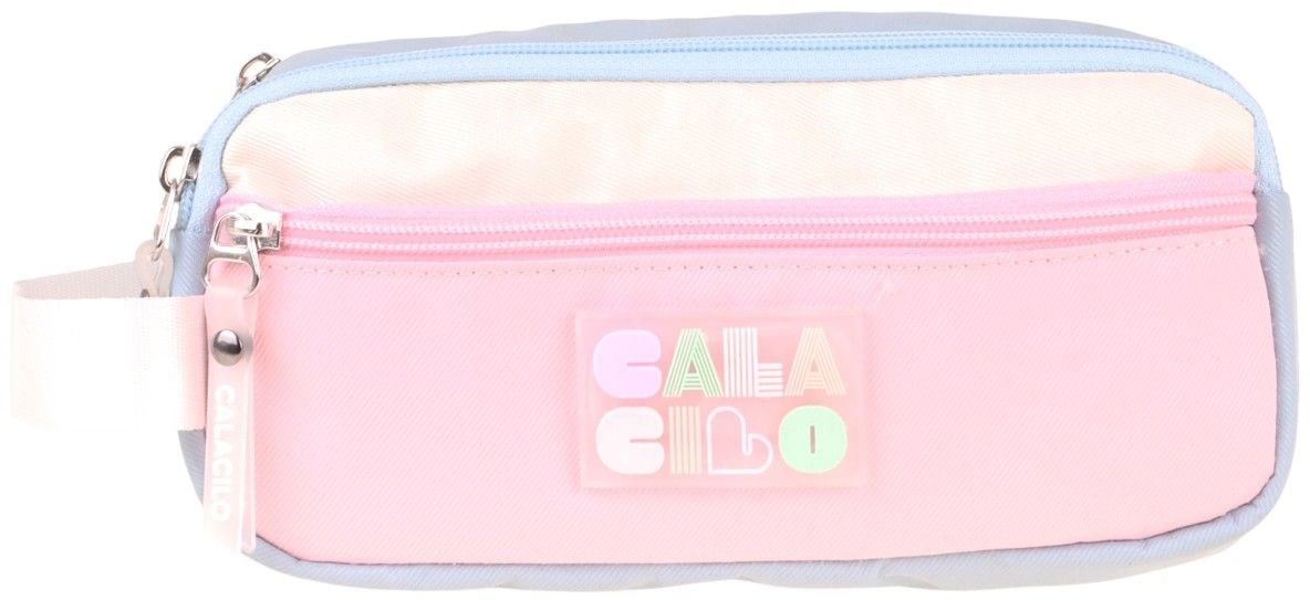 CalaCilo Cloudy Pembe Mavi Renkli Kız Çocuk Üç Gözlü Kalem Çantası - Pembe - Mavi - C4088