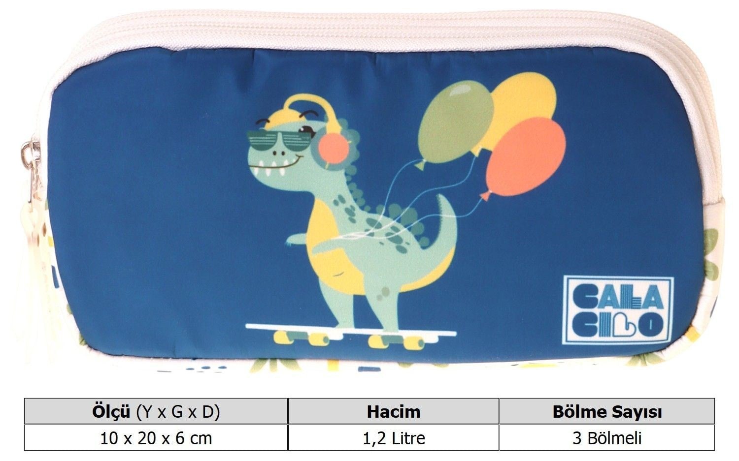 CalaCilo Erkek Çocuk İlkokul Kalem Çantası - Dinazor Baskılı Petrol Mavi Renk (Dinosaur) - C4046