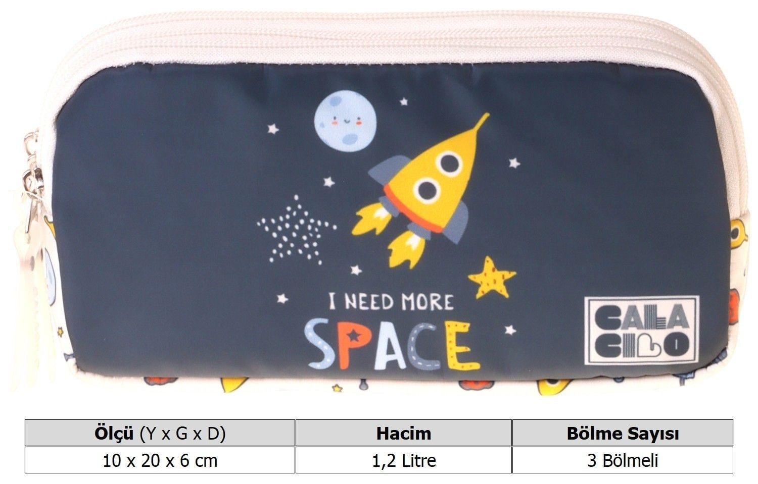 CalaCilo Erkek Çocuk İlkokul Kalem Çantası - Uzay Baskılı Lacivert Renk (Space) - C4049