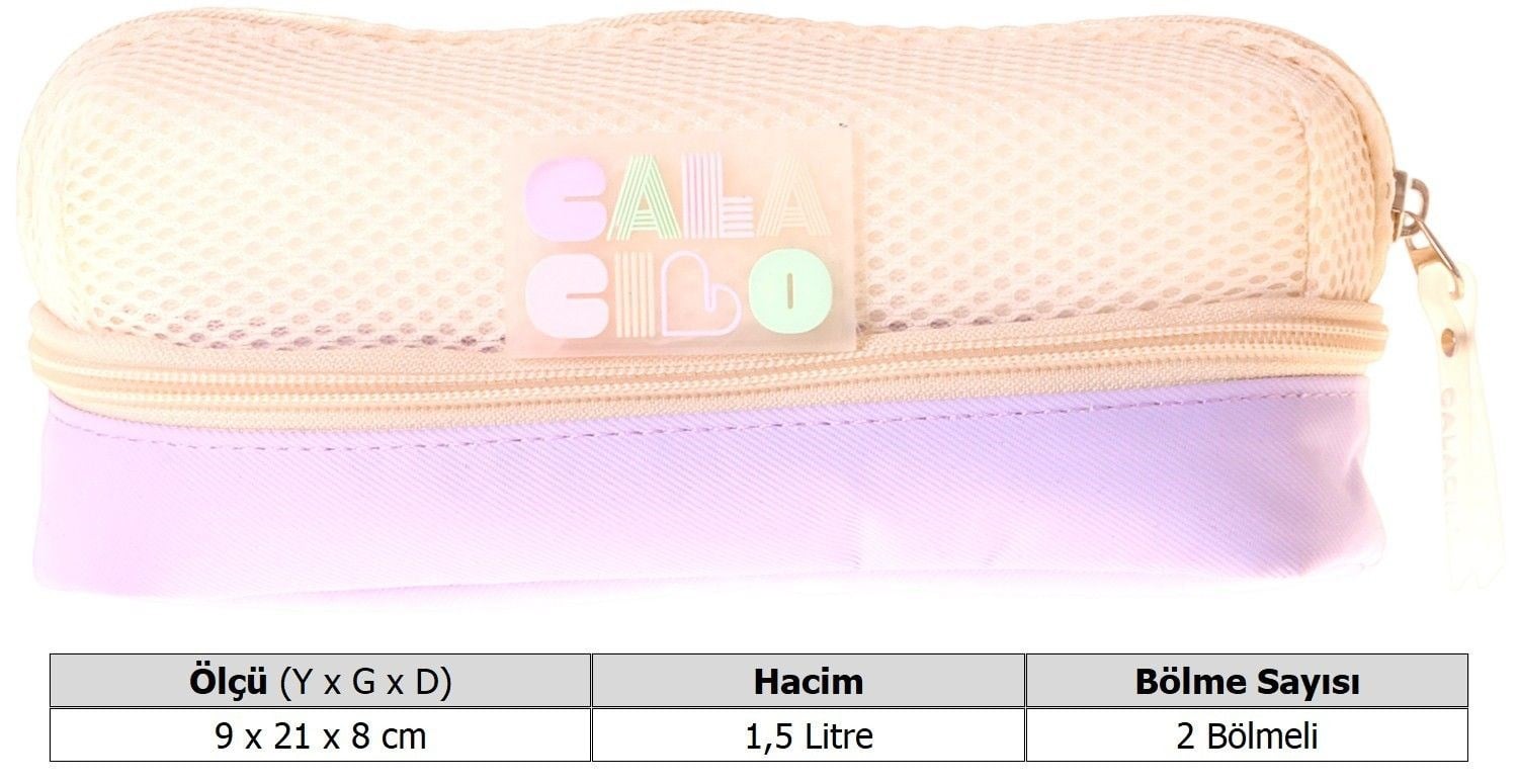 CalaCilo K-Pop Lilac Kız Çocuk Lila Renkli İki Gözlü İlkokul Kalem Çantası (Kalemlik) - C4106