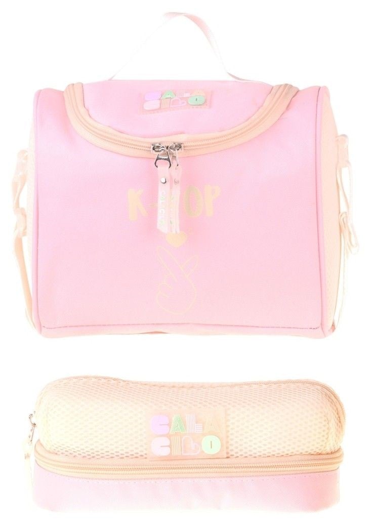 CalaCilo K-Pop Pink Kız Çocuk Pembe Renk Beslenme Çantası ve Kalemlik Seti - SETCC-C4108