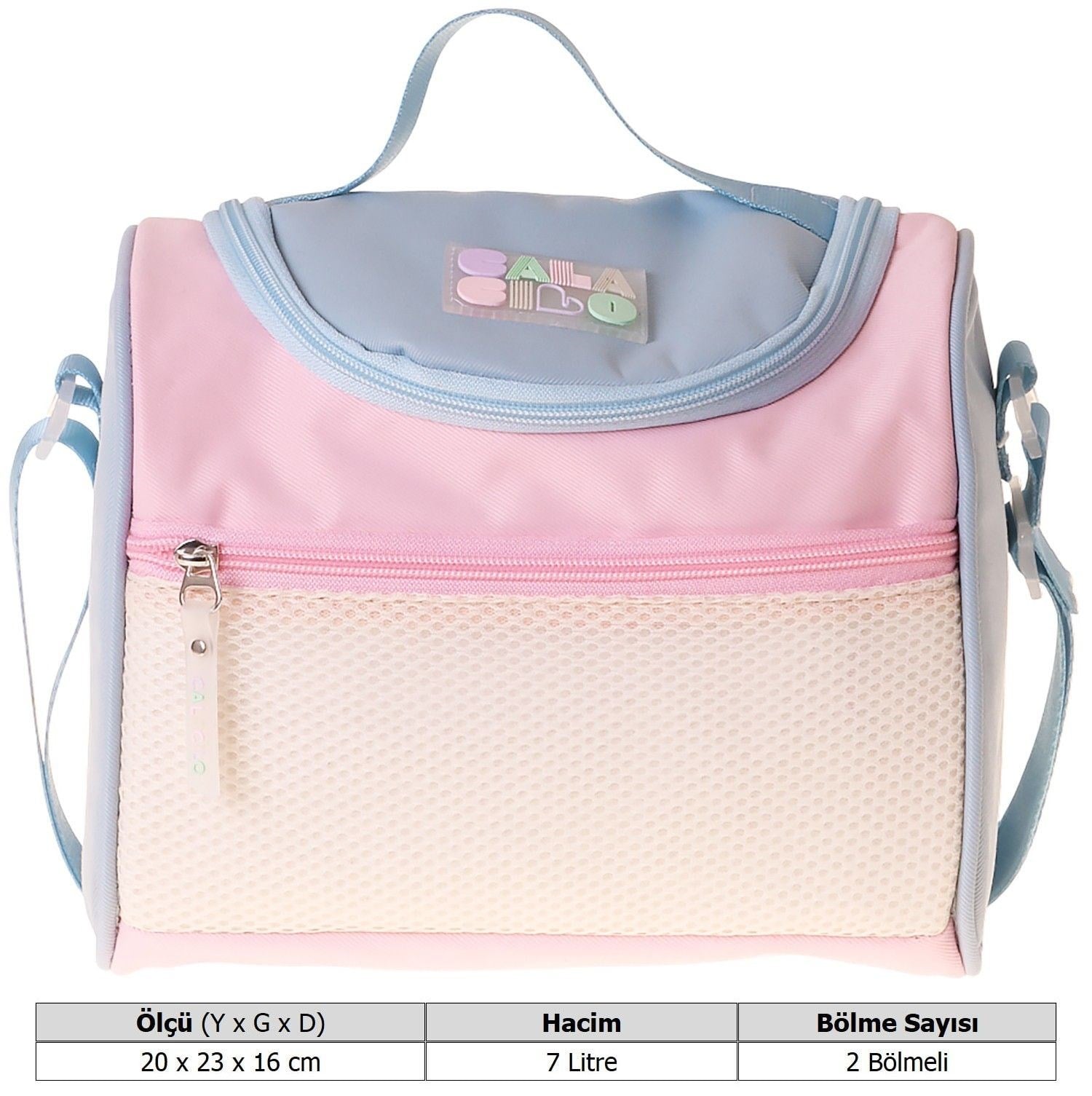 CalaCilo Kız Çocuk Cloudy Pembe Mavi Renkli Isı Yalıtımlı Okul Beslenme Çantası (Pembe - Mavi) - C4087
