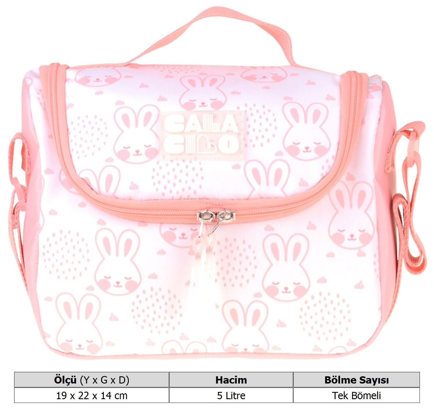 CalaCilo Pleasant Kız Çocuk Kedi Baskılı Pembe Isı Yalıtımlı Okul Beslenme Çantası - C4051