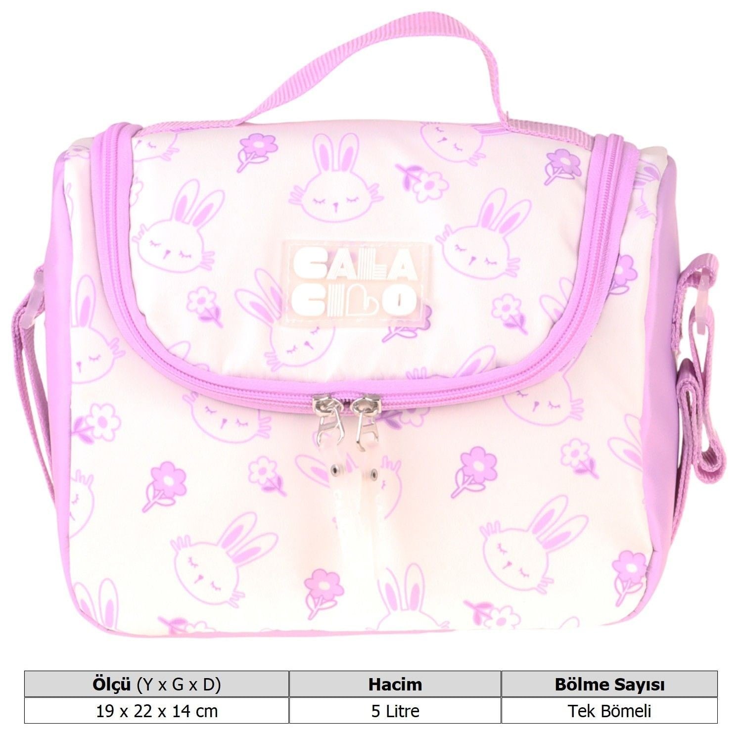 CalaCilo Rabbit Kız Çocuk Tavşan Baskılı Lila Isı Yalıtımlı Okul Beslenme Çantası - C4042