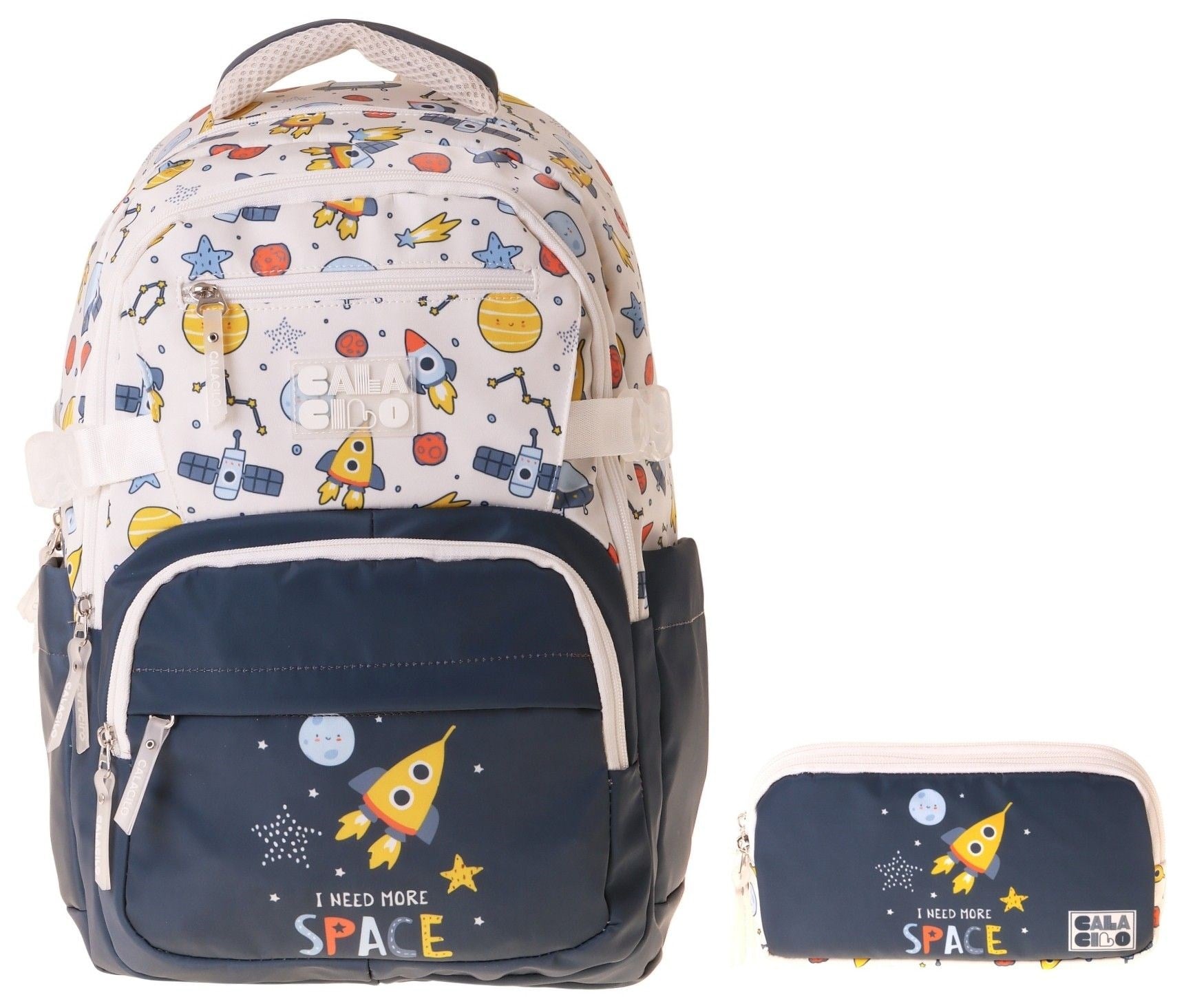 CalaCilo Space Erkek Çocuk Uzay Baskılı Okul Sırt Çantası ve Kalemlik Seti - SETCC-C4047C