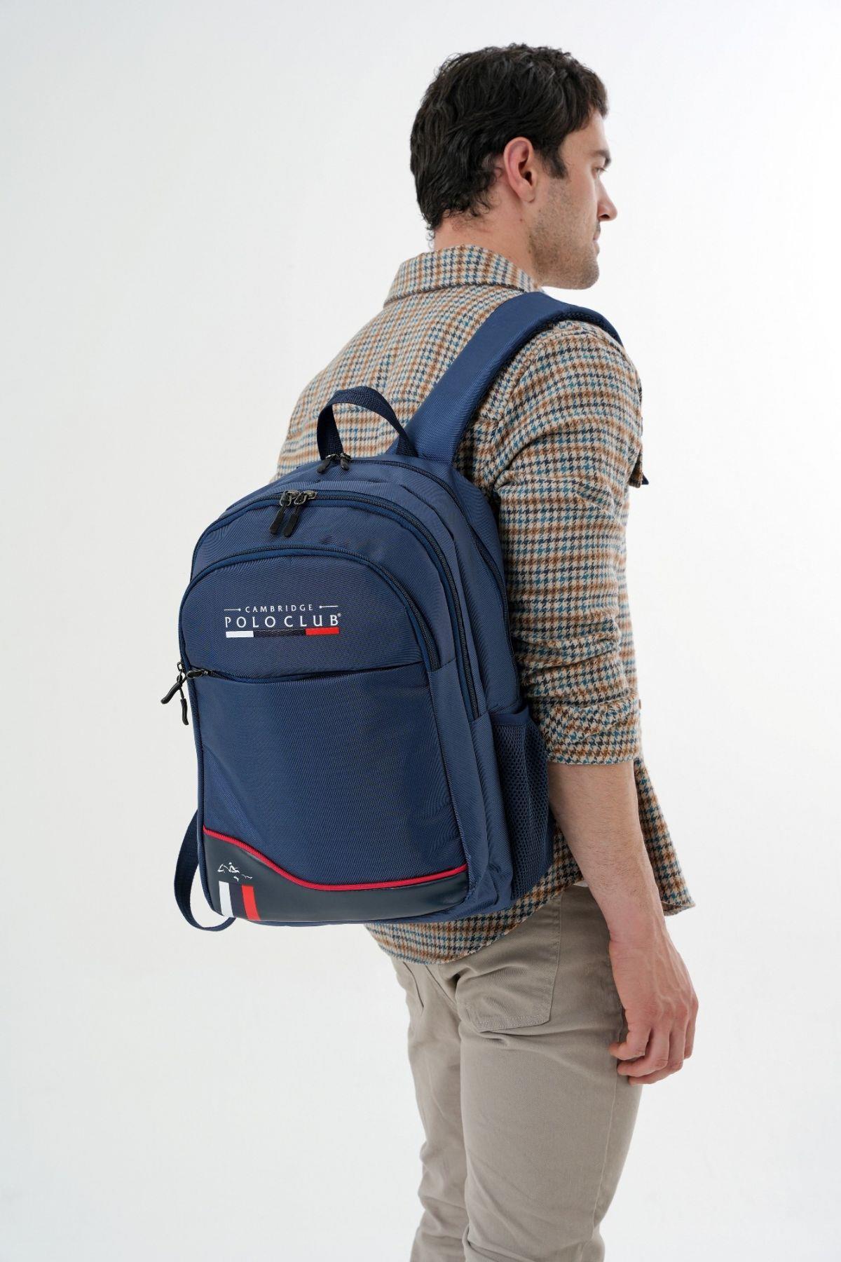 Cambridge Polo Club Lacivert Dört Bölmeli Erkek/Erkek Çocuk Okul, Günlük ve Seyahat Sırt Çantası - PLCAN2154-004