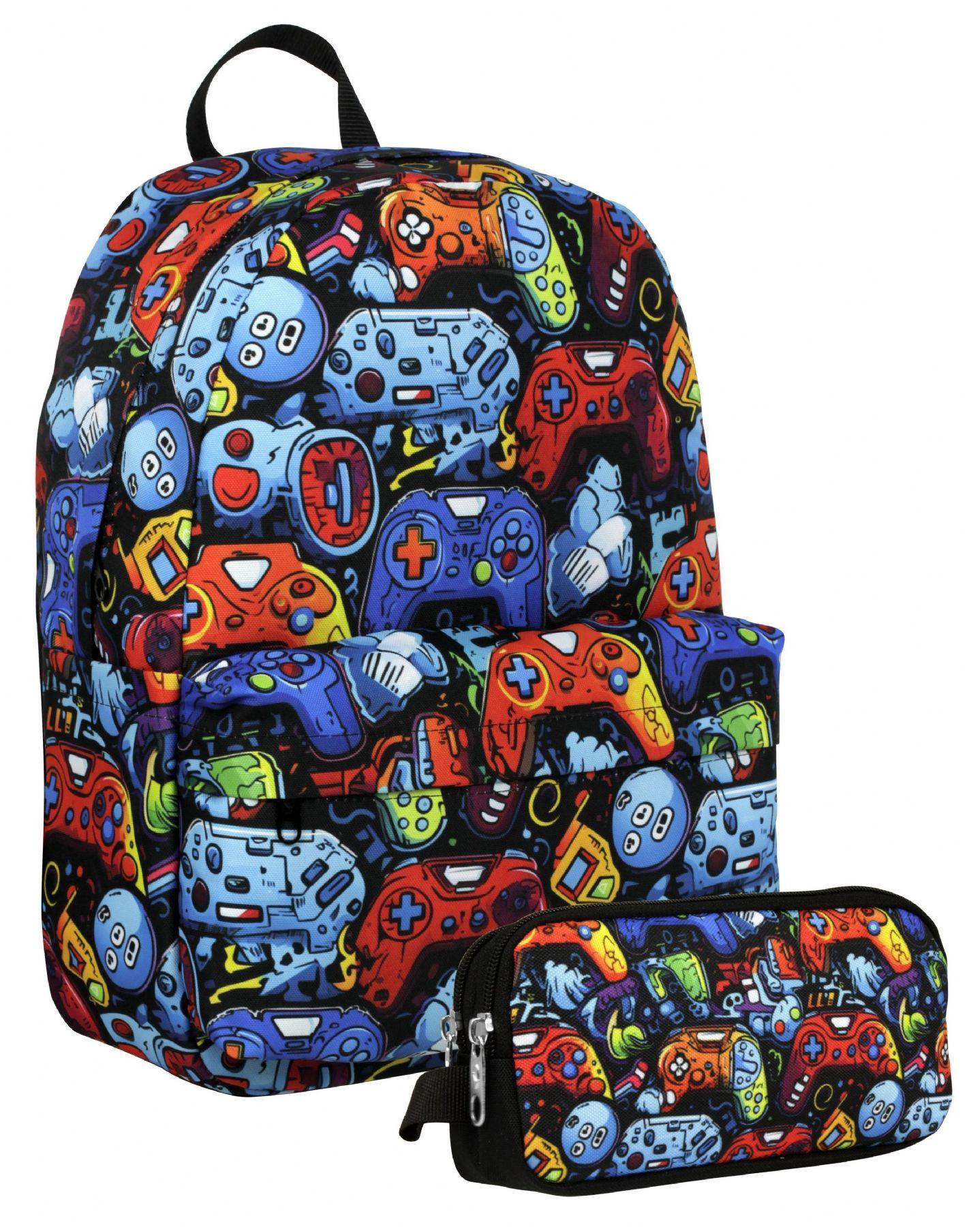 Cennec (Mavi Turuncu - Oyun Konsolu - Erkek Çocuk) Okul Sırt Çantası ve Kalem Çantası Seti - SETUMT5092C