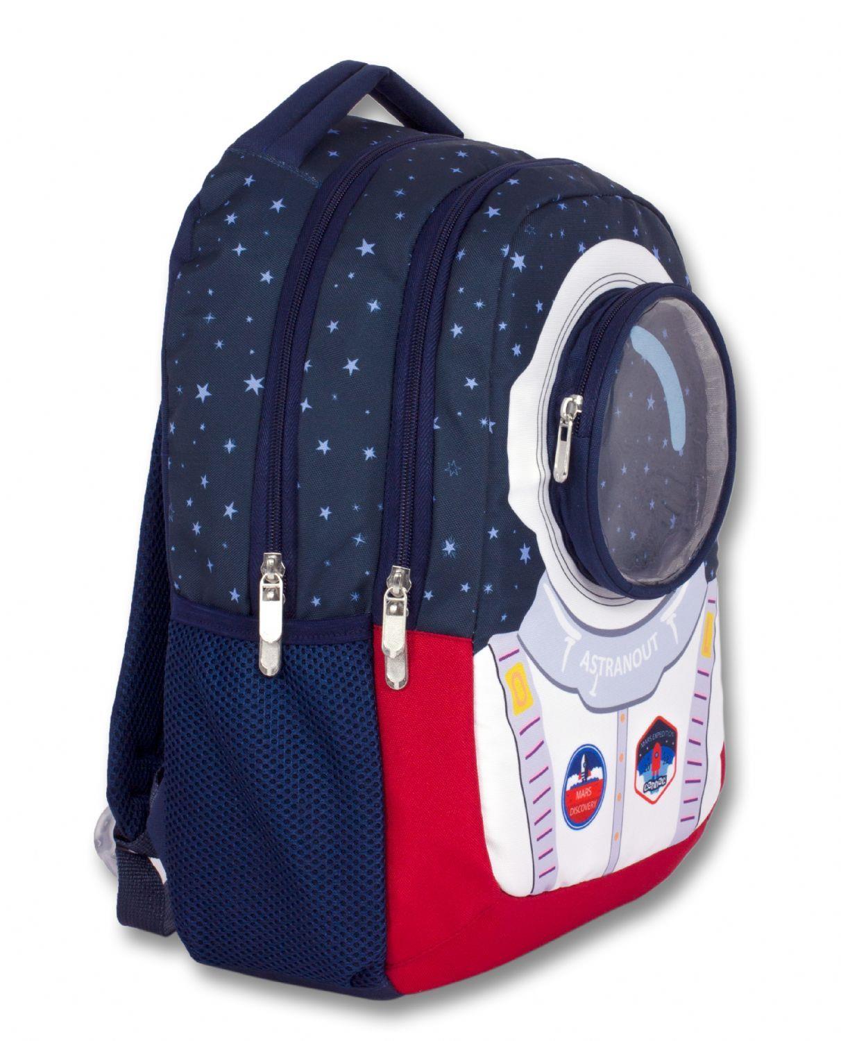 Cennec Üç Bölmeli  Astronot İlkokul Çantası - Astronot Çanta - Erkek Çocuk
