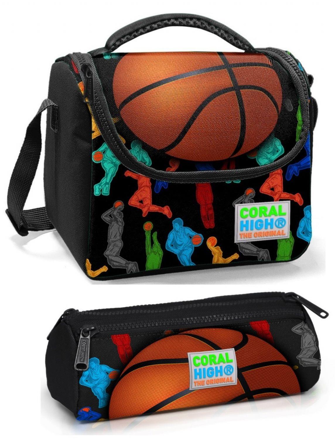 Coral High  Siyah Turuncu Basketbol Beslenme Çantası Seti