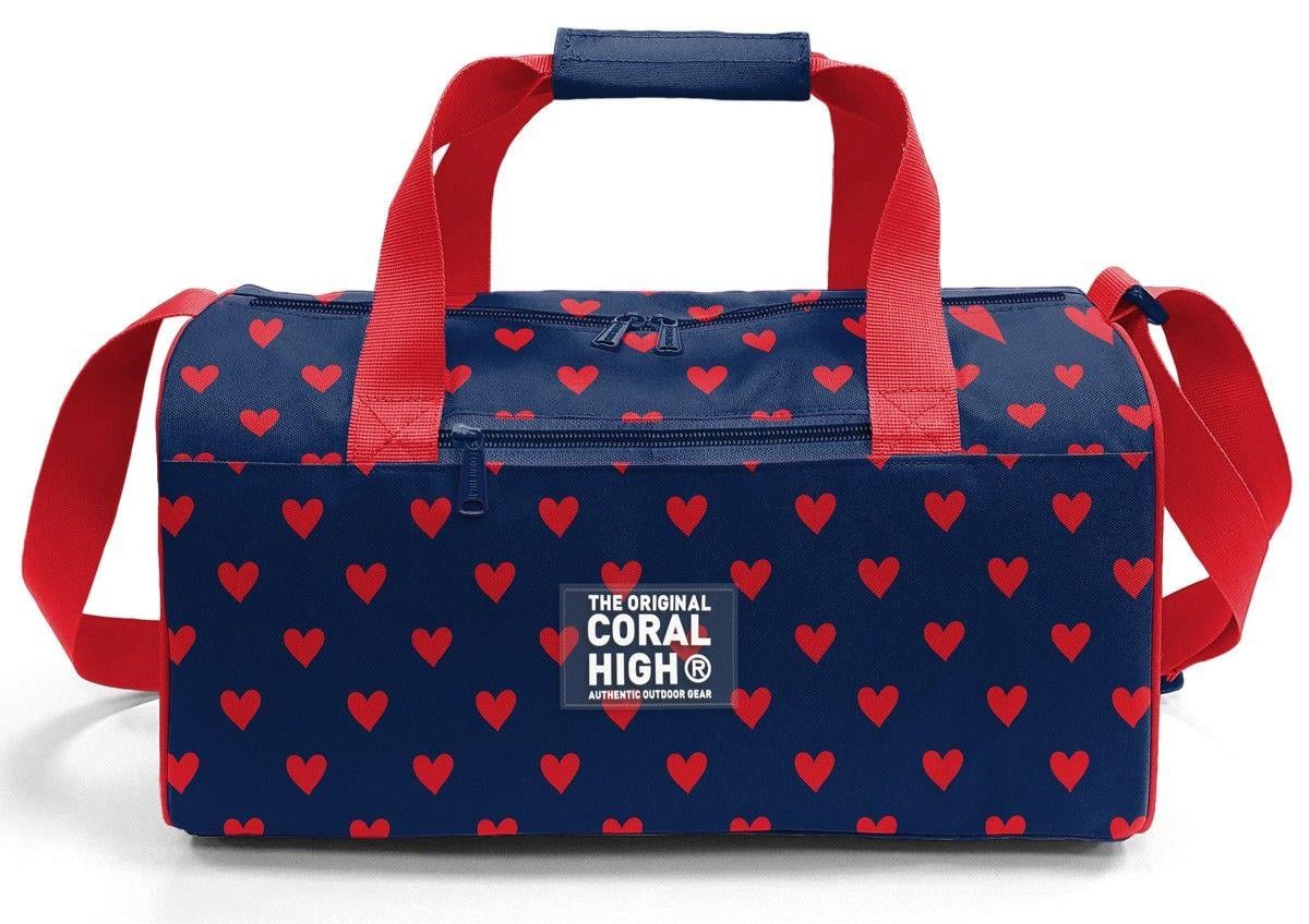 Coral High 27547 Kız Çocuk Spor ve Seyahat Çantası - Lacivert Kırmızı Kalp Desenli