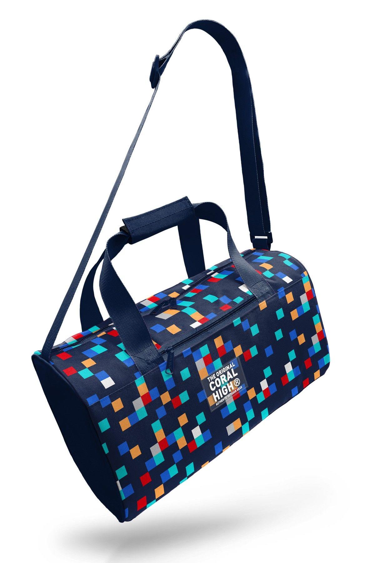 Coral High 27550 Erkek Çocuk Spor ve Seyahat Çantası - Lacivert Çok Renli Geometrik Desenler