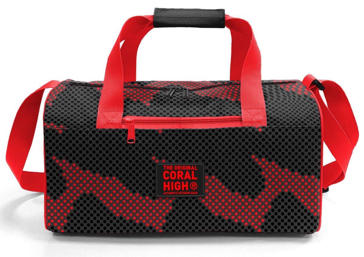 Coral High 27555 Erkek Çocuk Spor ve Seyahat Çantası - Siyah Kırmızı Nokta Desenli