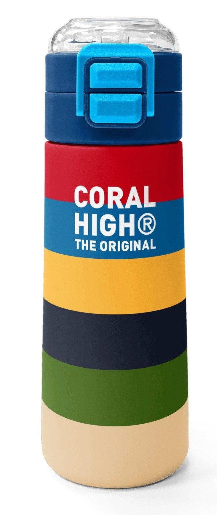 Coral High 500 ml Erkek Çocuk Çok Renkli Çizgi Desenli Çelik Termos Matara - Okul Suluğu