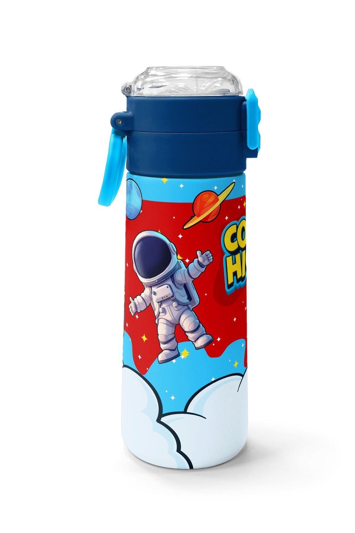 Coral High 500 ml Erkek Çocuk Kırmızı Mavi Astronot Baskılı Çelik Termos Matara - Okul Suluğu
