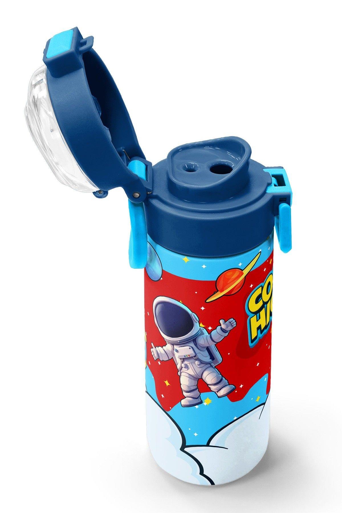 Coral High 500 ml Erkek Çocuk Kırmızı Mavi Astronot Baskılı Çelik Termos Matara - Okul Suluğu