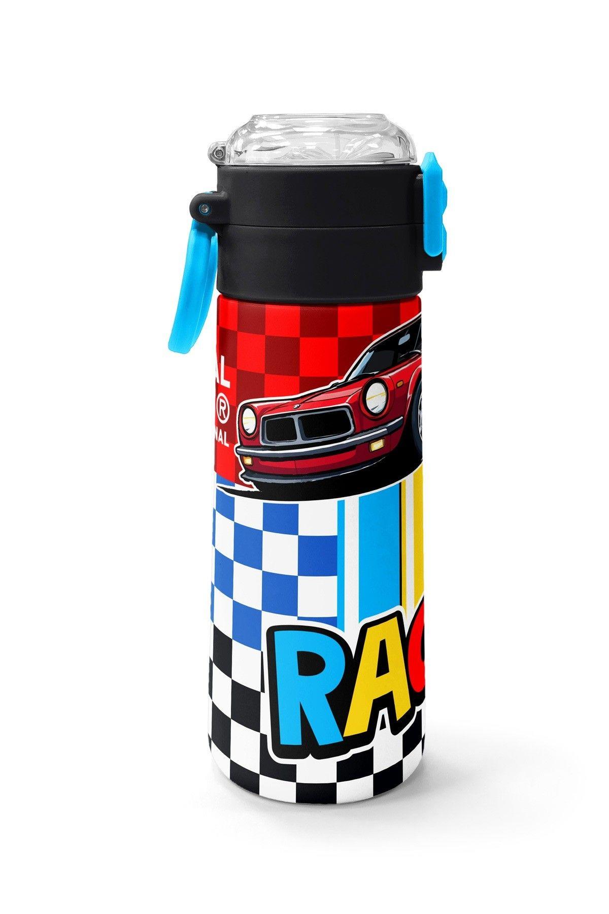 Coral High 500 ml Erkek Çocuk Kırmızı Racing Araba Baskılı Çelik Termos Matara - Okul Suluğu