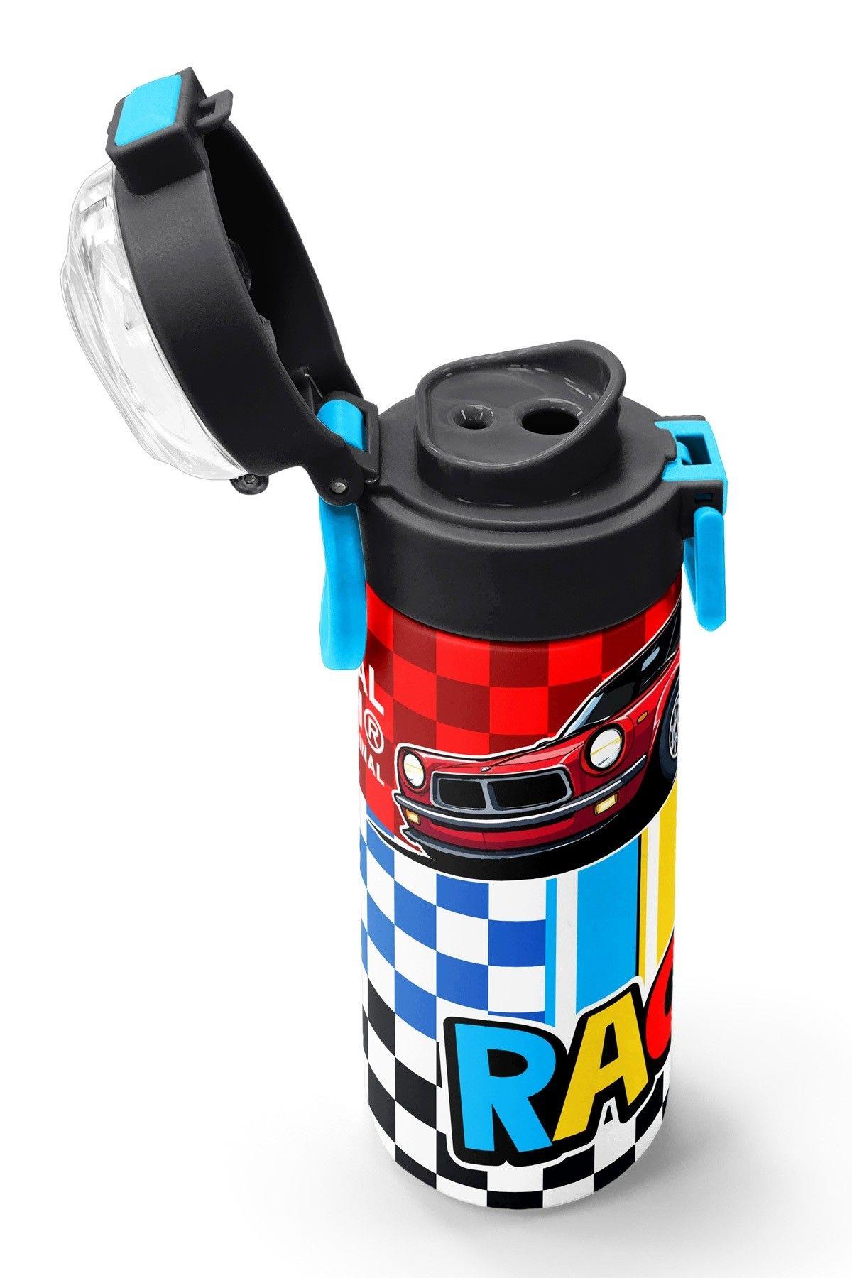 Coral High 500 ml Erkek Çocuk Kırmızı Racing Araba Baskılı Çelik Termos Matara - Okul Suluğu