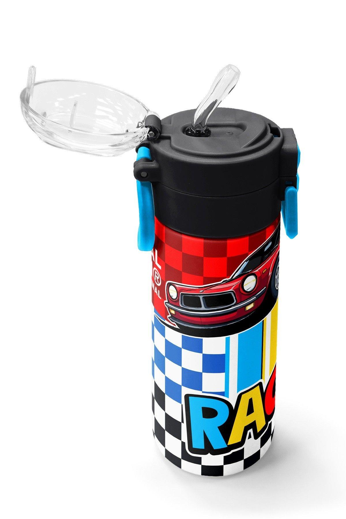 Coral High 500 ml Erkek Çocuk Kırmızı Racing Araba Baskılı Çelik Termos Matara - Okul Suluğu