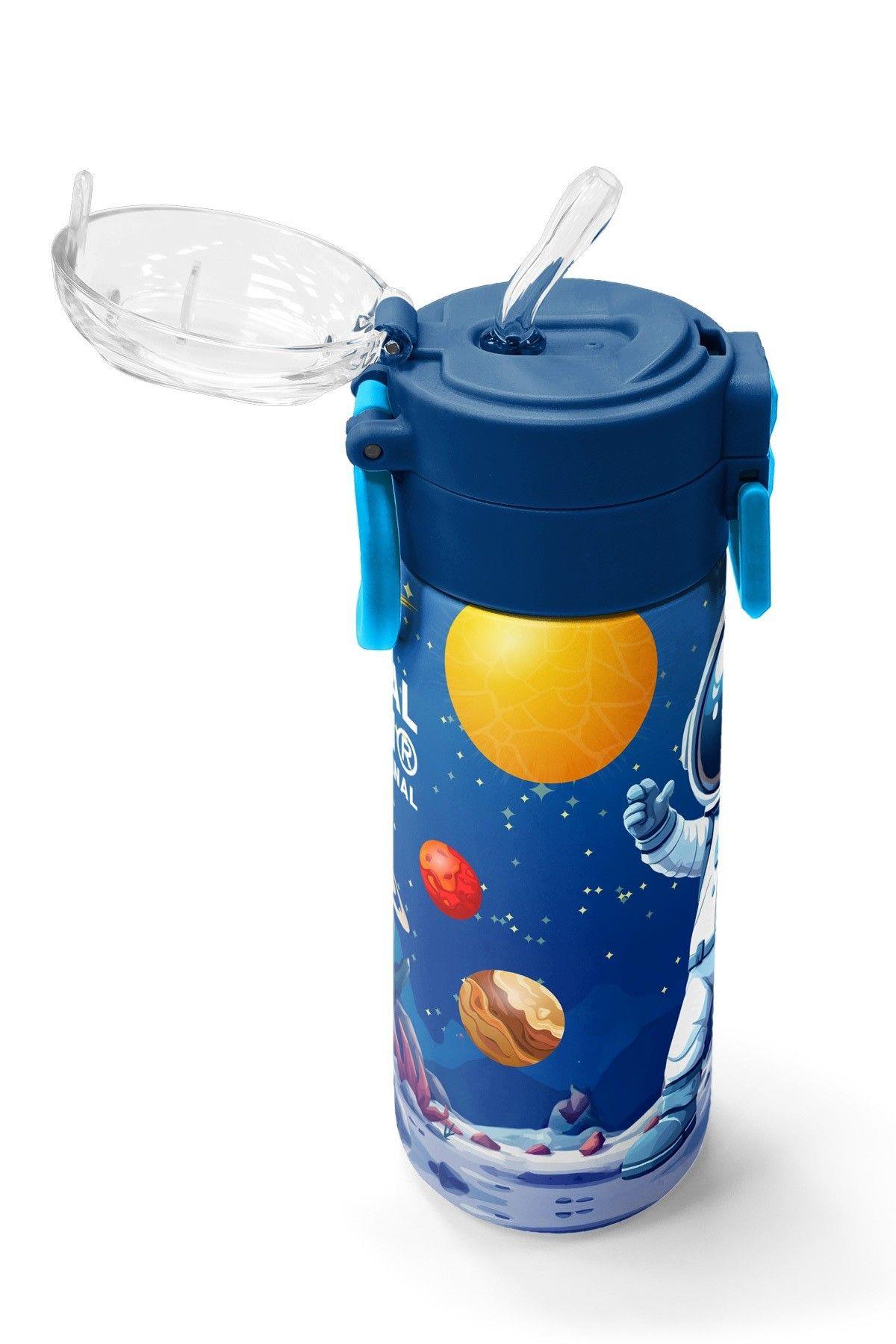Coral High 500 ml Erkek Çocuk Lacivert Beyaz Astronot Baskılı Çelik Termos Matara - Okul Suluğu