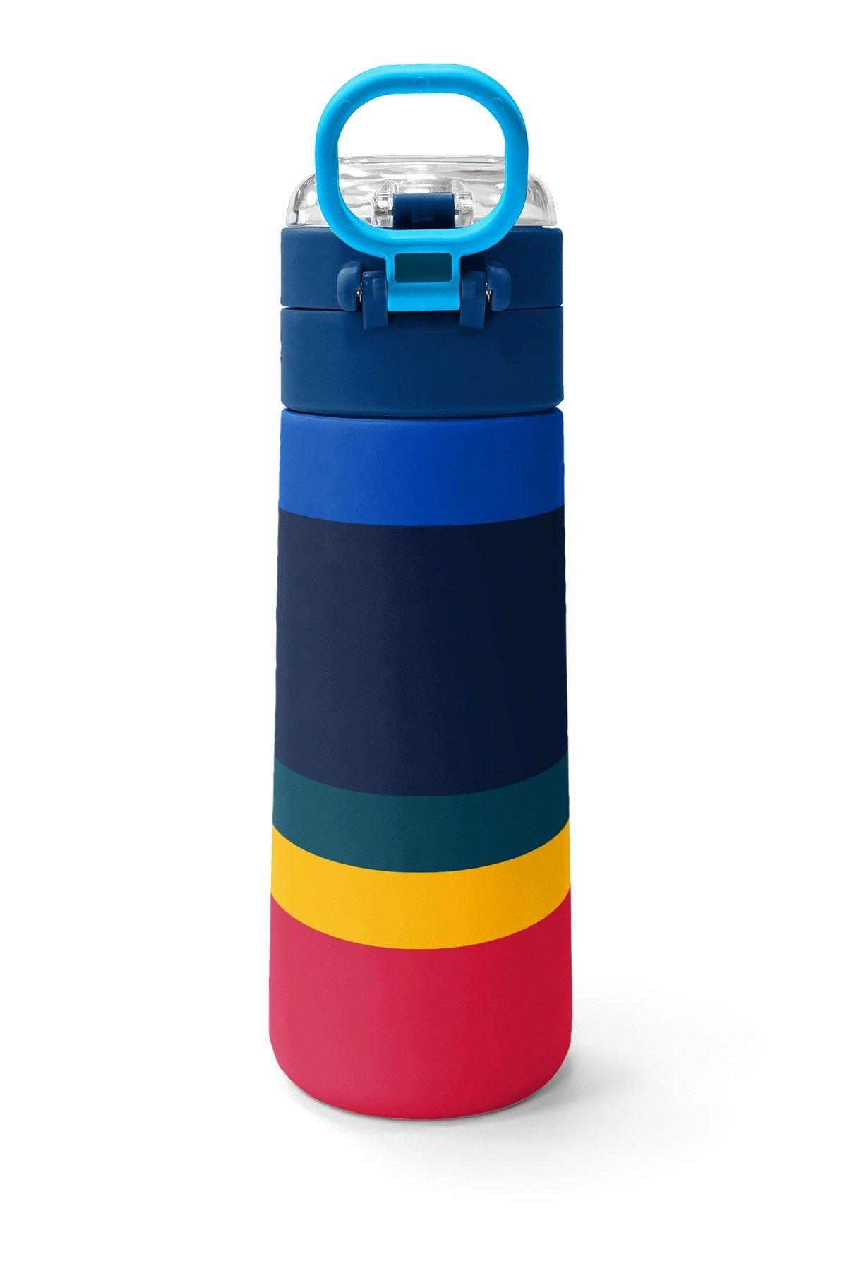 Coral High 500 ml Erkek Çocuk Lacivert Çizgi Desenli Çelik Termos Matara - Okul Suluğu