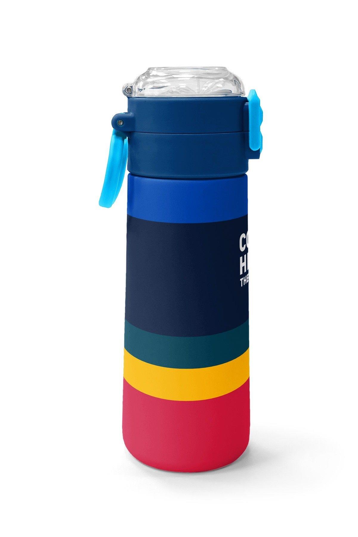 Coral High 500 ml Erkek Çocuk Lacivert Çizgi Desenli Çelik Termos Matara - Okul Suluğu