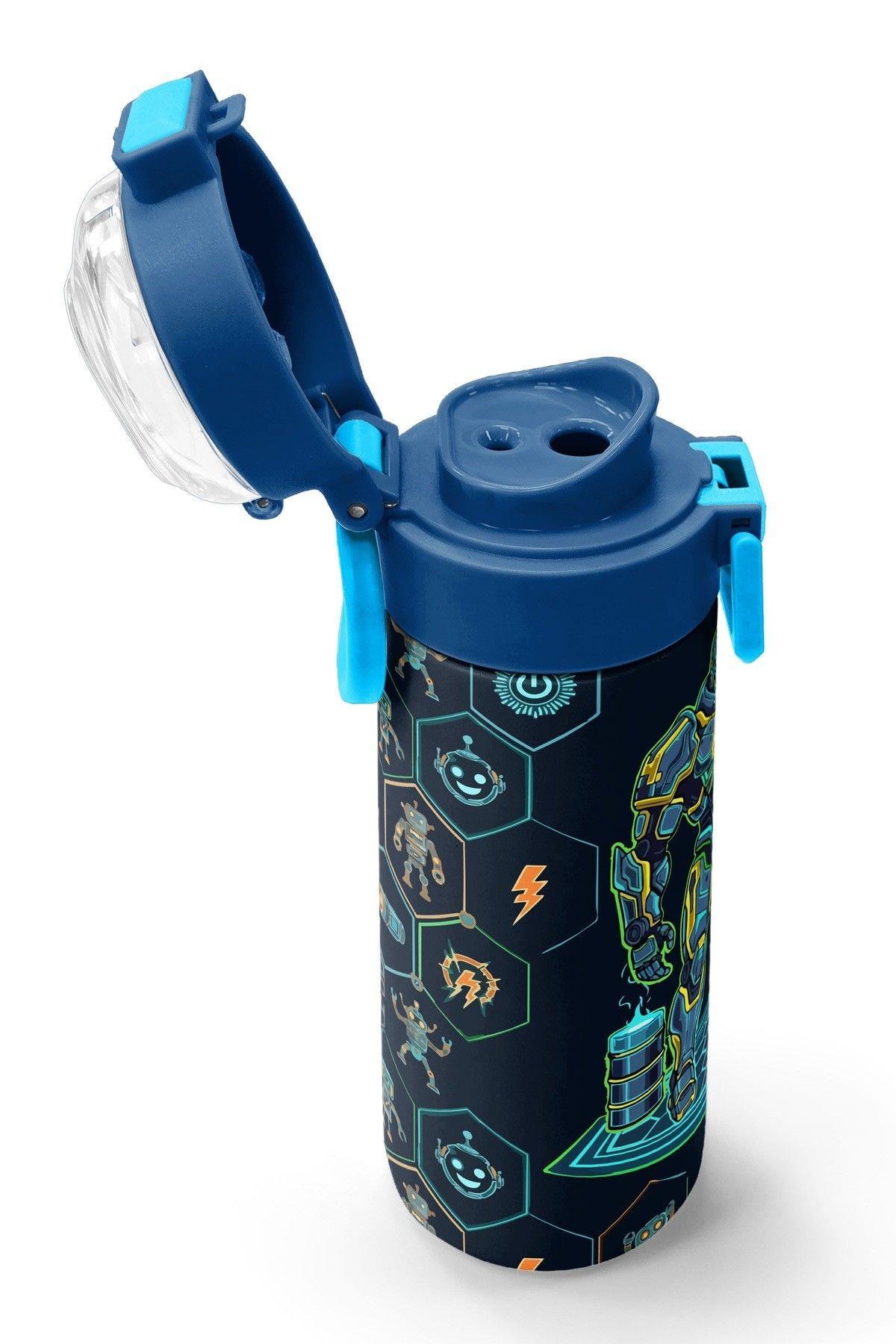 Coral High 500 ml Erkek Çocuk Lacivert Robot Baskılı Çelik Termos Matara - Okul Suluğu