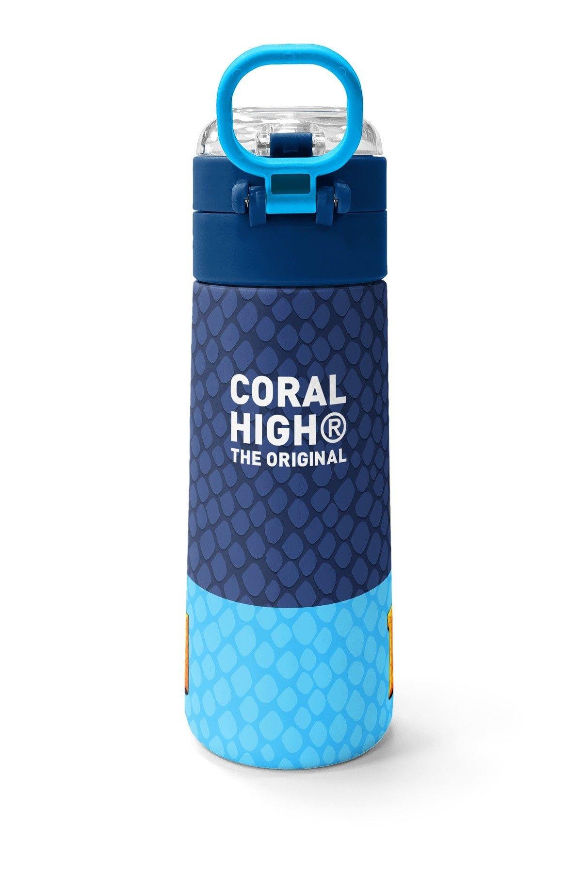 Coral High 500 ml Erkek Çocuk Mavi Sarı Dragon Desenli Çelik Termos Matara - Okul Suluğu