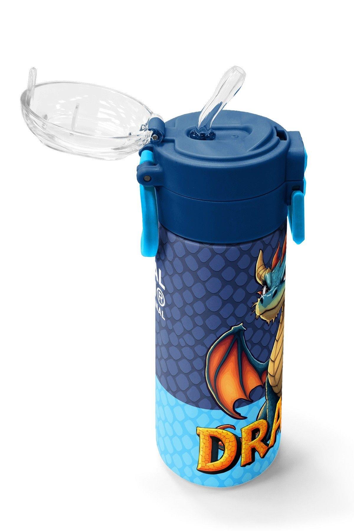 Coral High 500 ml Erkek Çocuk Mavi Sarı Dragon Desenli Çelik Termos Matara - Okul Suluğu