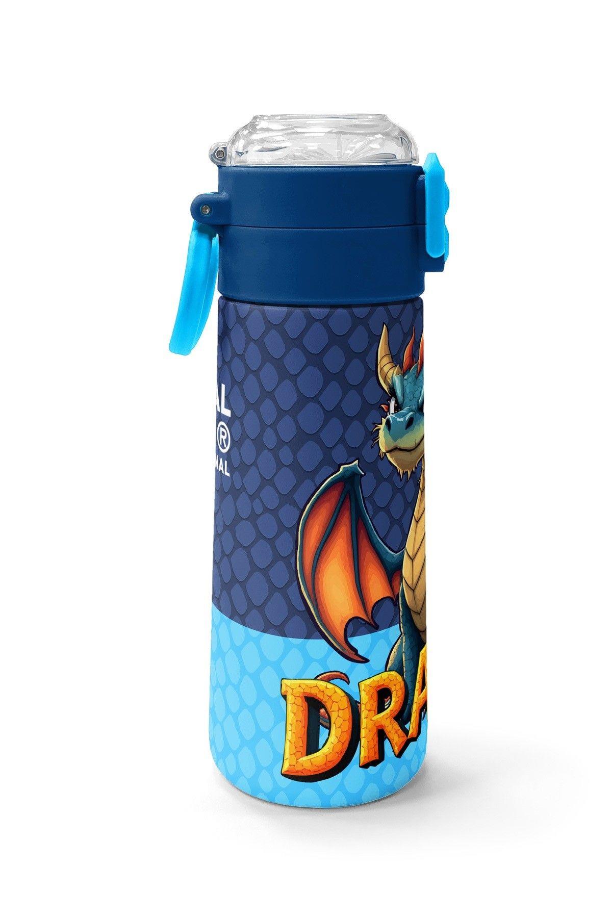 Coral High 500 ml Erkek Çocuk Mavi Sarı Dragon Desenli Çelik Termos Matara - Okul Suluğu