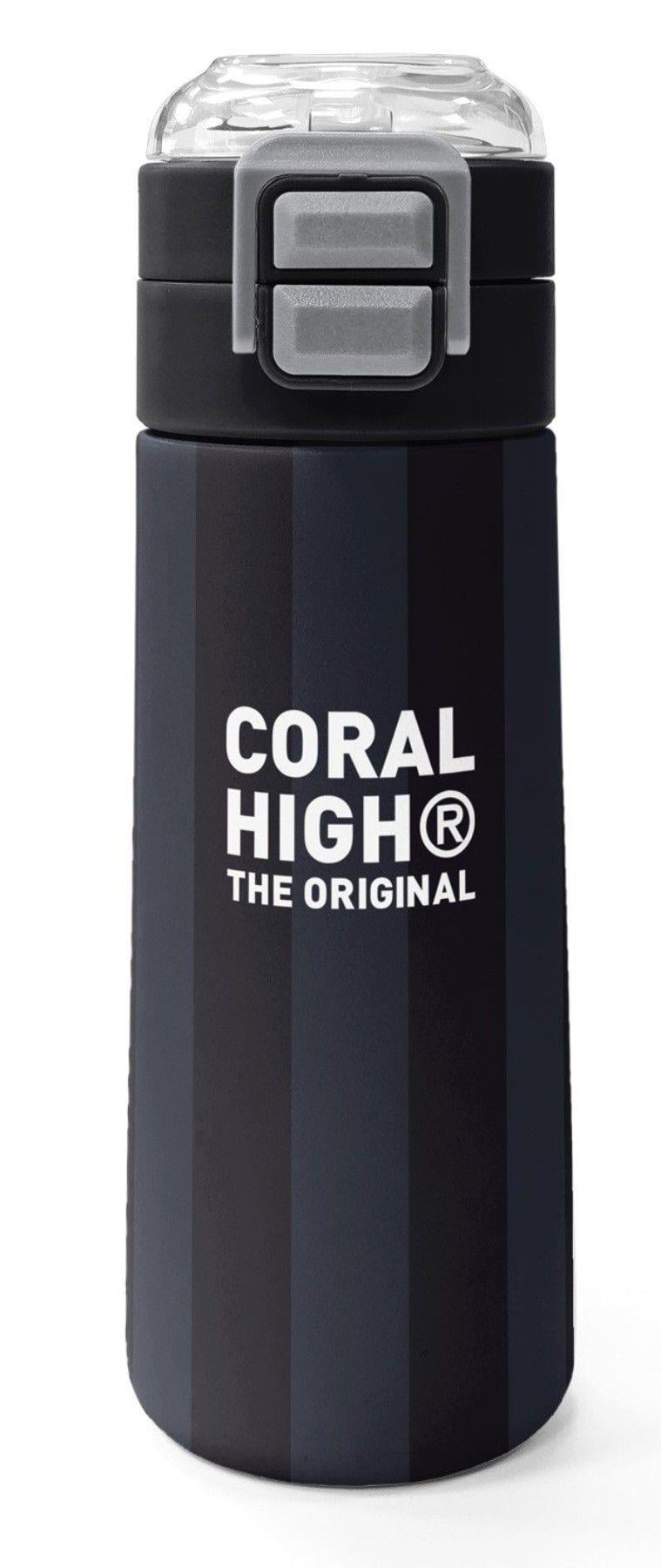 Coral High 500 ml Erkek Çocuk Siyah Gri Çizgi Desenli Çelik Termos Matara - Okul Suluğu