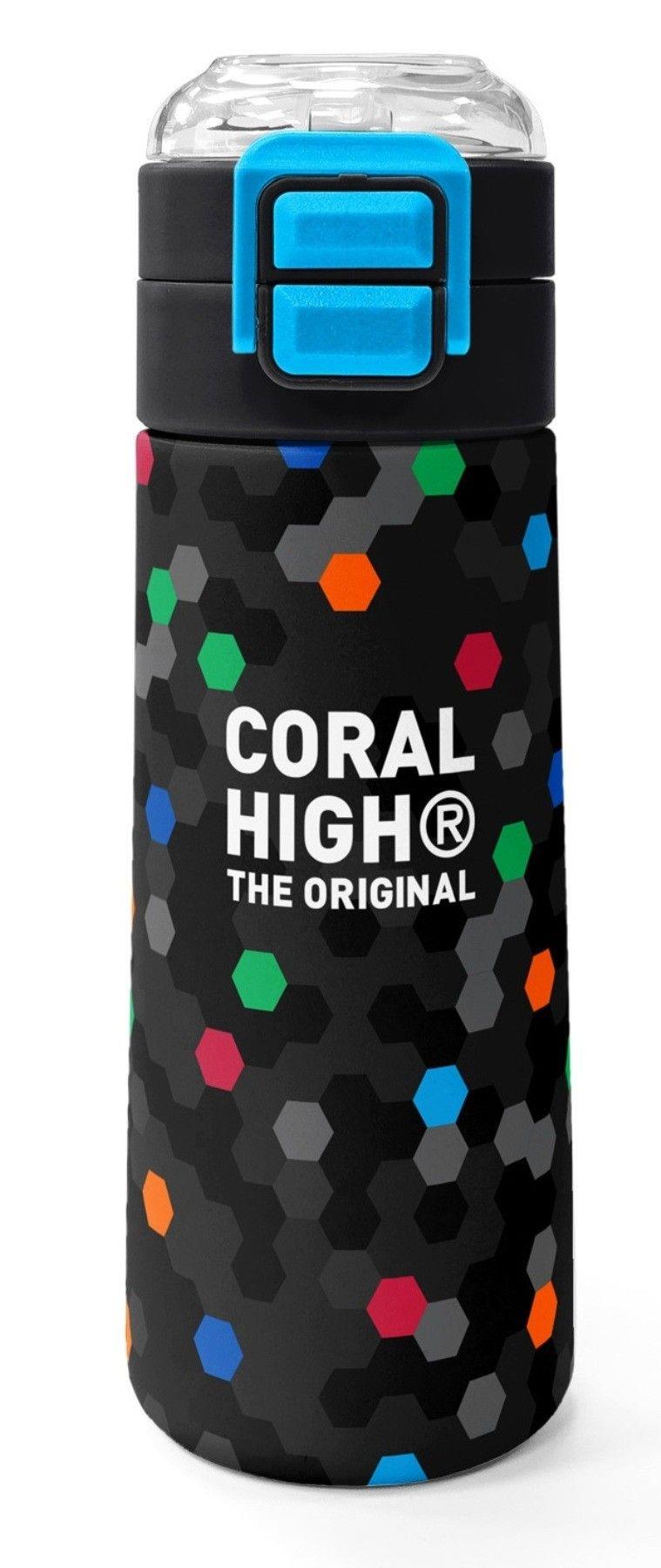 Coral High 500 ml Erkek Çocuk Siyah Petek Desenli Çelik Termos Matara - Okul Suluğu