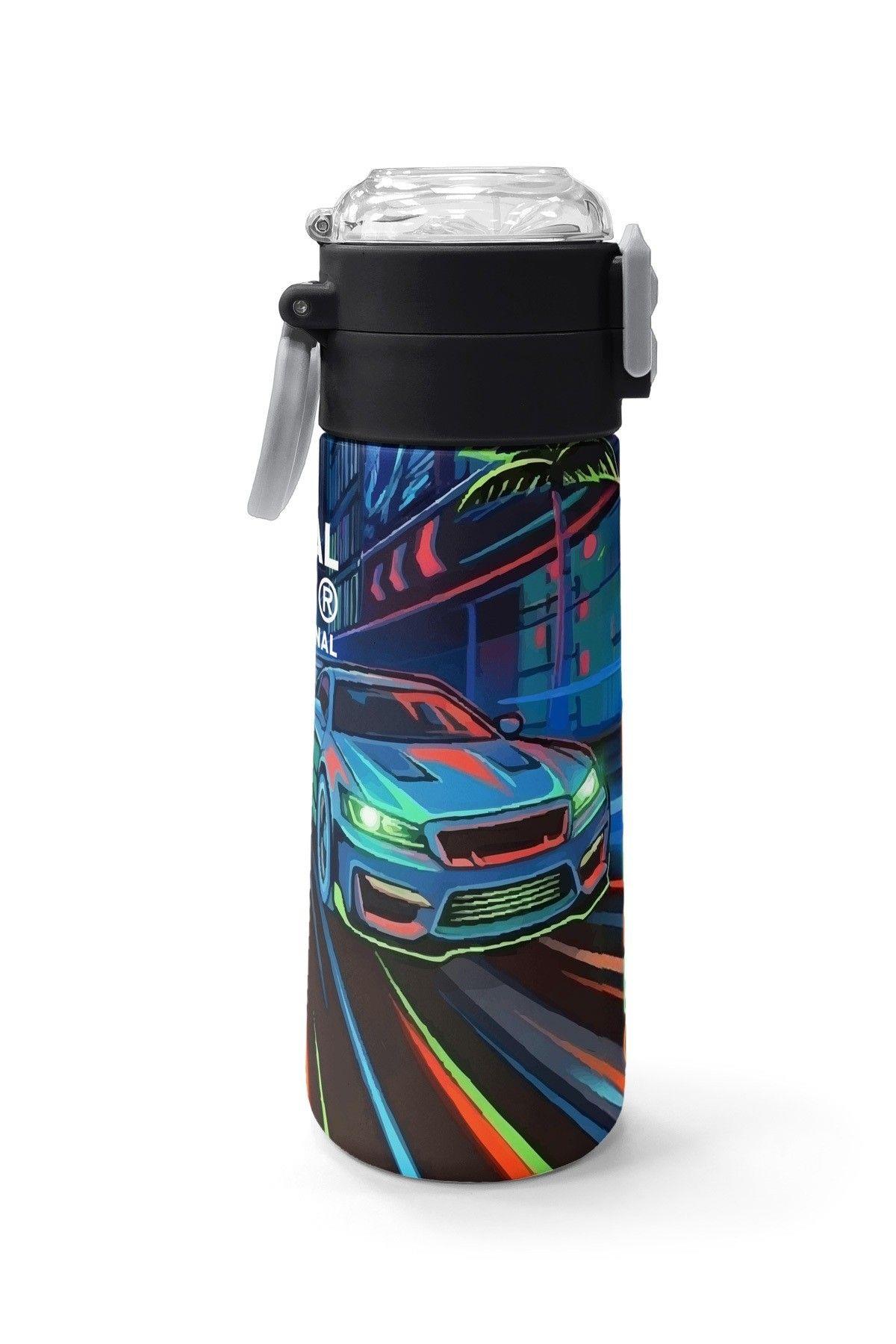 Coral High 500 ml Erkek Çocuk Siyah Yarış Arabası Baskılı Çelik Termos Matara - Okul Suluğu