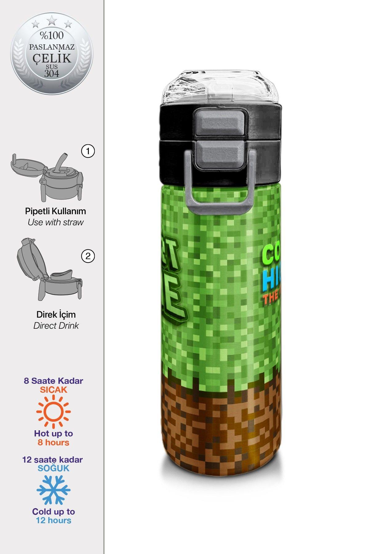Coral High 500 ml High Craft Desenli - Erkek Çocuk Paslanmaz Çelik Okul Termosu/Suluk/Matara 31992