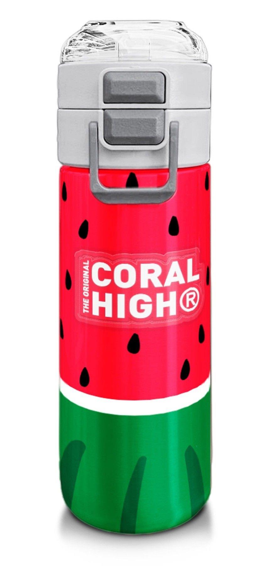 Coral High 500 ml Kırmızı Yeşil Karpuz Desenli - Erkek Çocuk Paslanmaz Çelik Okul Termosu/Suluk/Matara 31866