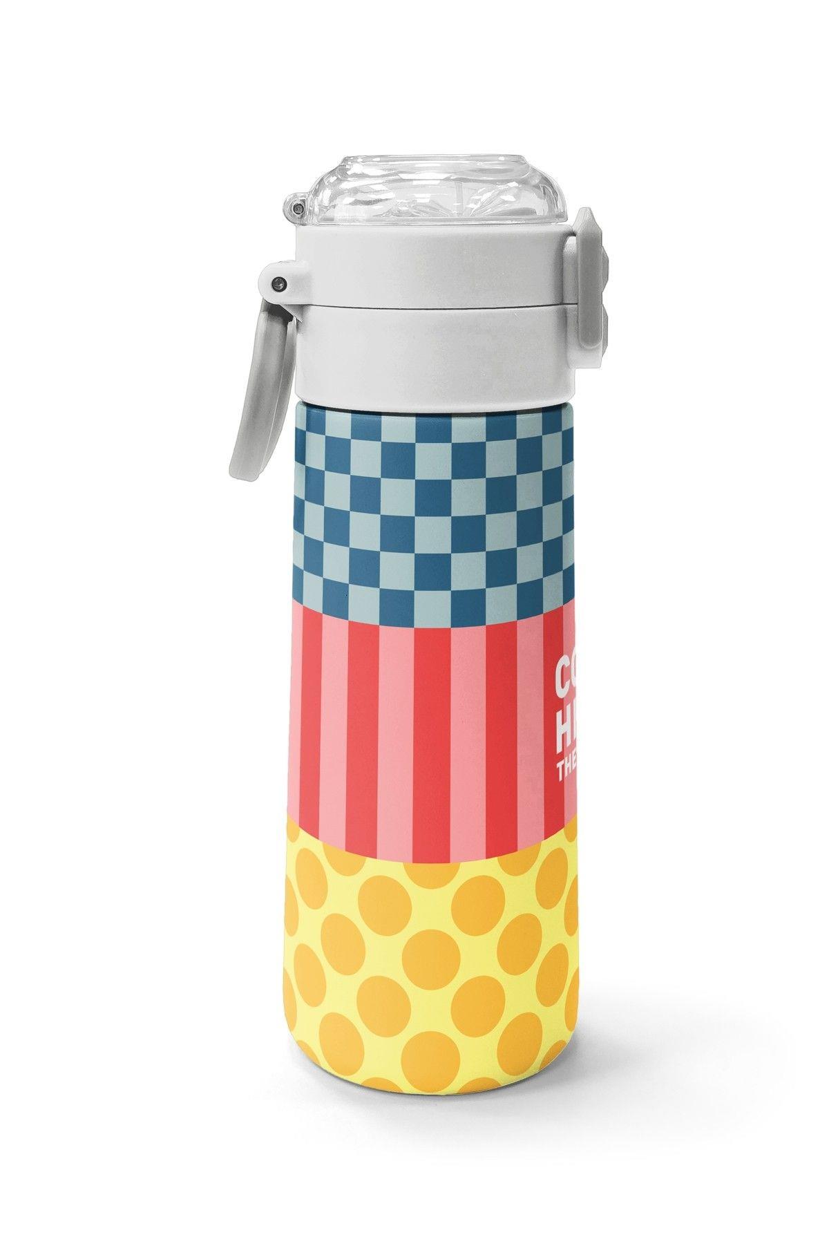 Coral High 500 ml Kız Çocuk Sarı Pembe Yeşil Puantiyeli Çelik Termos Matara - Okul Suluğu