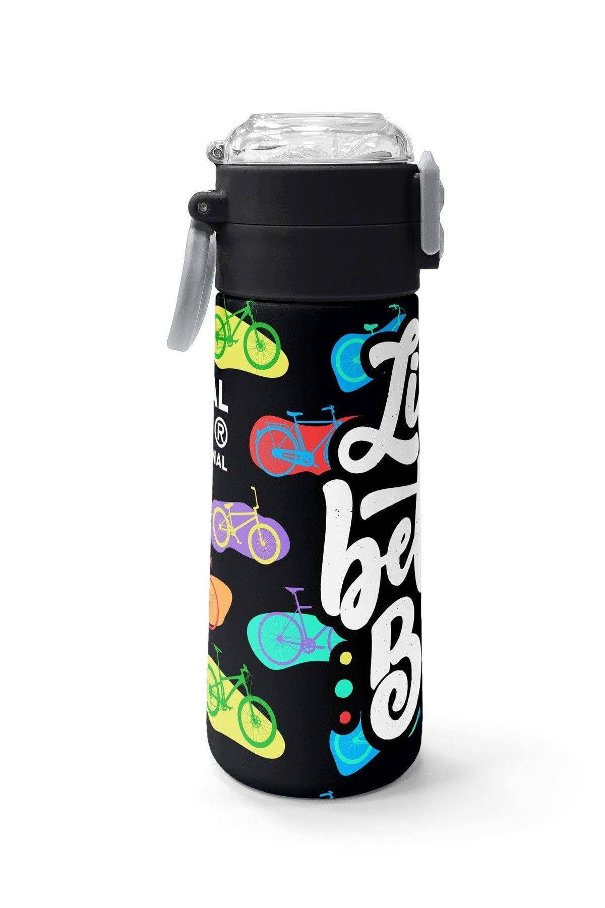 Coral High 500 ml Kız Çocuk Siyah Beyaz Bisiklet Baskılı Çelik Termos Matara - Okul Suluğu