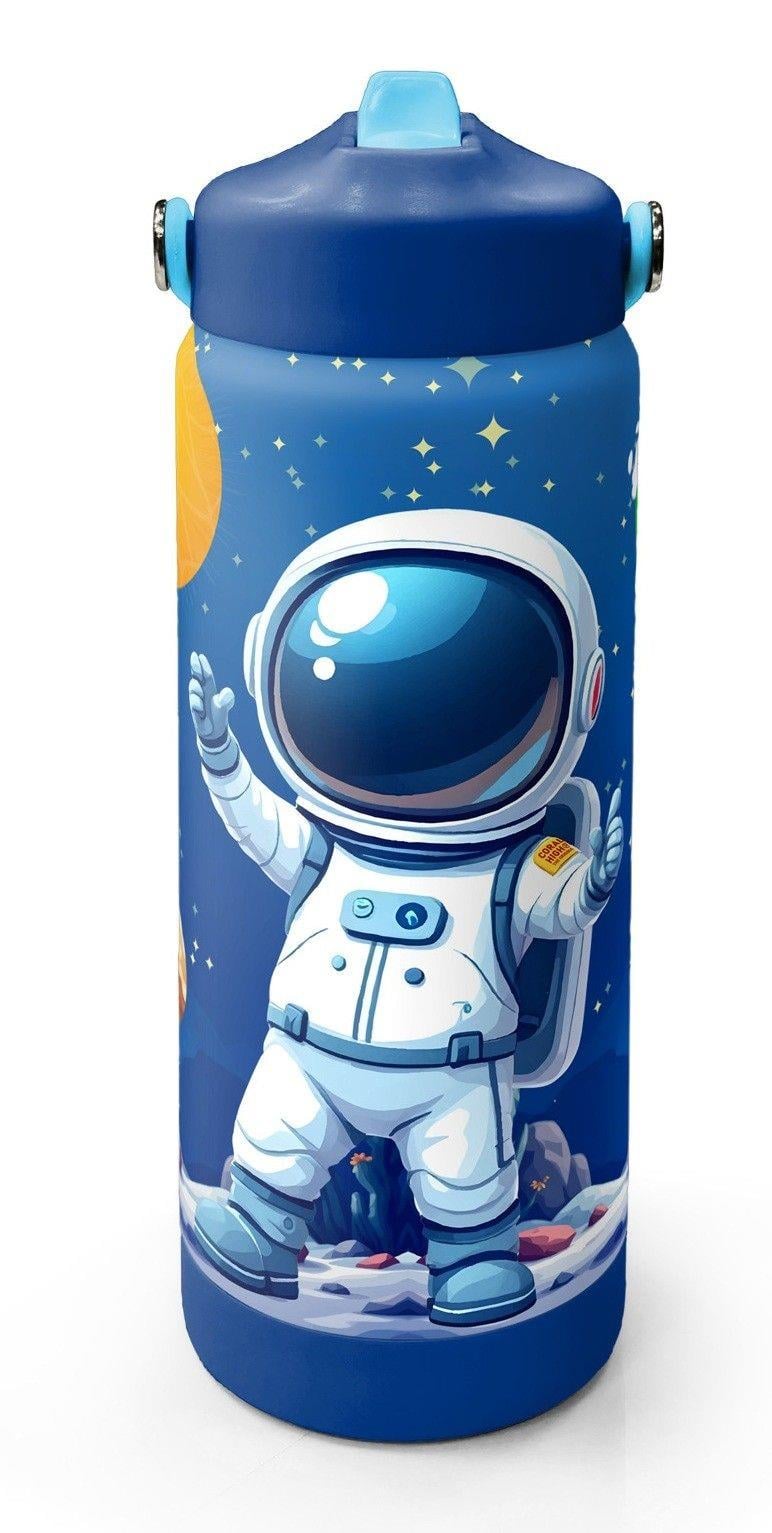 Coral High 650 ml Erkek Çocuk Lacivert Beyaz Astronot Baskılı Çelik Suluk/Matara (Pipetli) 38334
